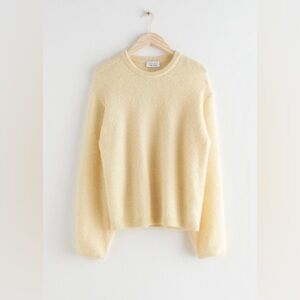 &Other Stories Fuzzy Wool Blend Sweater Light Yellow XS